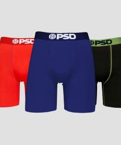 PSD Underwear CORE BASICS 7" Cotton 3-Pack - Red/Navy/Black