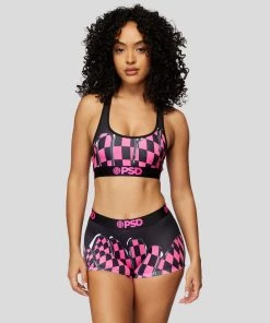 PSD Underwear Neon Pink Drip Check Sports Bra